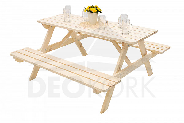Solid wooden beer set made of pine 160 cm thick 28 mm