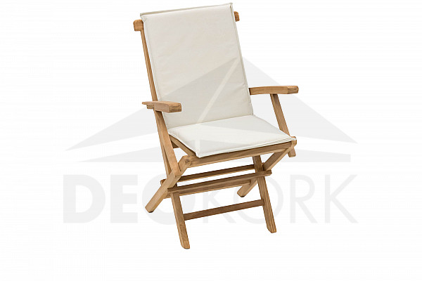 Garden folding chair with cushion IVORY (teak)