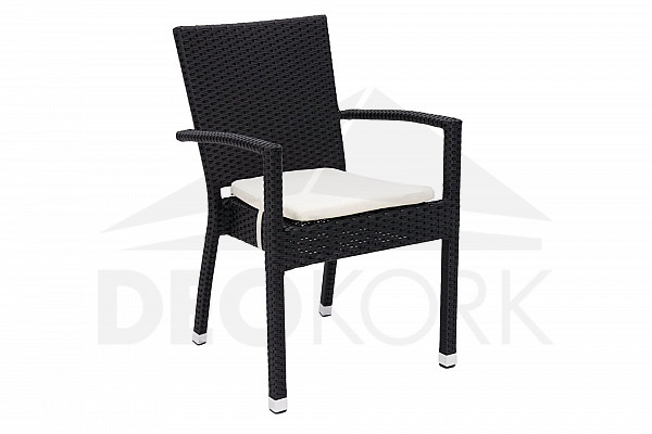 Garden rattan armchair NAPOLI with cushion (black)