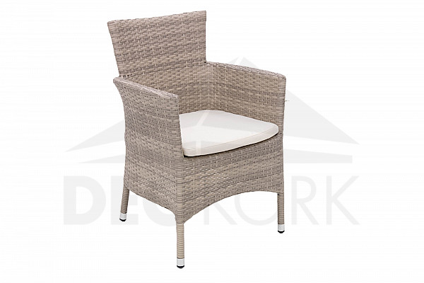 MODENA stackable rattan armchair with cushion (grey-beige)