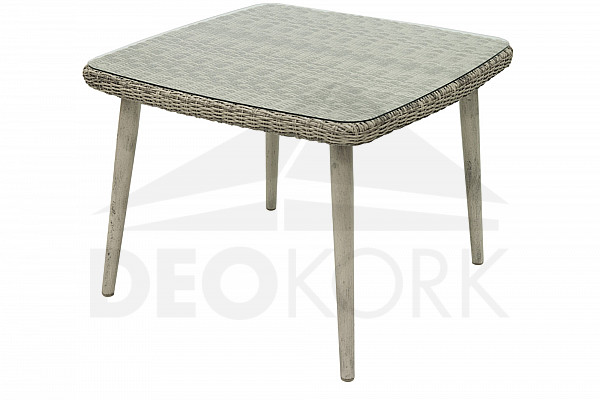 Garden rattan table with glass VICTORIA 100 x 100 cm (grey)