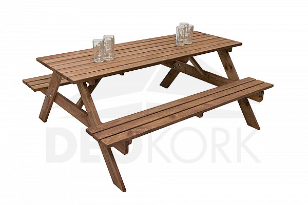 Solid pine beer set 160 cm thick 30 mm (stained)