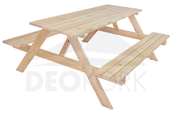 Solid wooden beer set with folding benches 180 cm (natural)