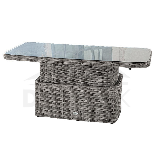 Rattan dining/storage table BORNEO 150 x 80 cm (grey)