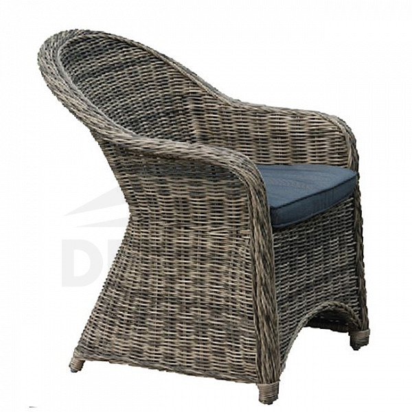 Rattan armchair RICHMOND with cushion (grey-brown)