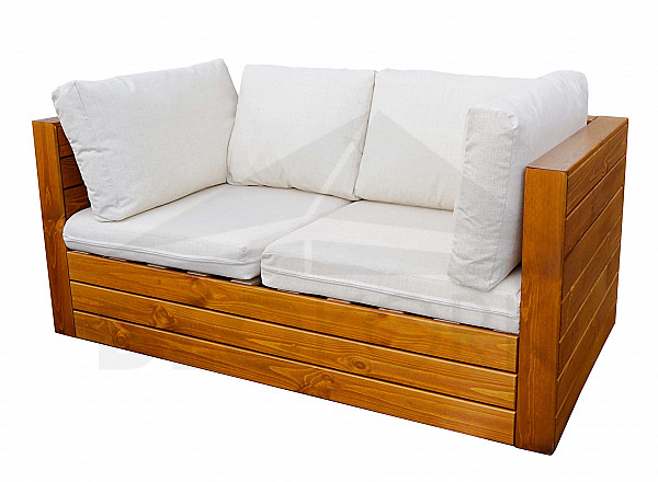 Massive bench 2-seater CUBE incl. padding