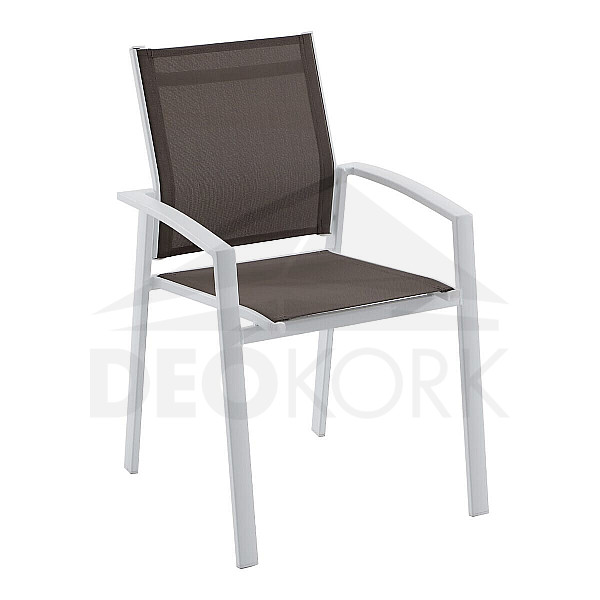 Aluminum armchair with fabric BERGAMO (white)