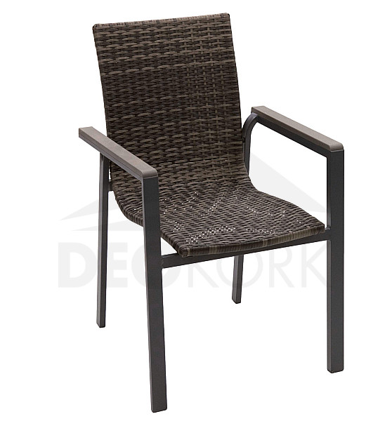 Fixed garden rattan chair CALVIN (grey)