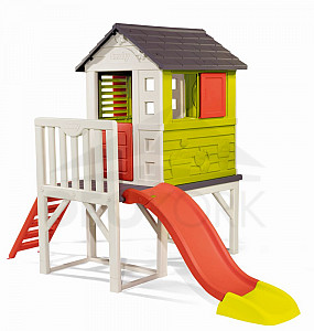 House on stilts with a slide