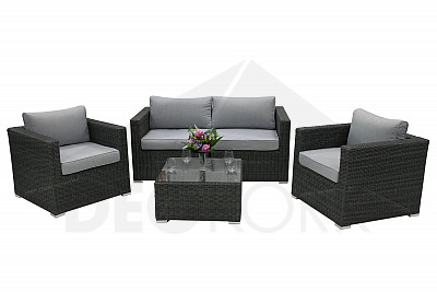Rattan variable set SEVILLA 1+2+1 for 4 people (anthracite)