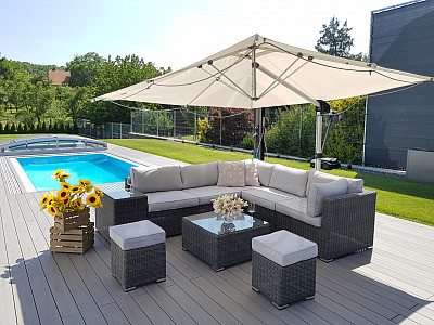 Rattan variable set SEVILLA for 7 people (anthracite)