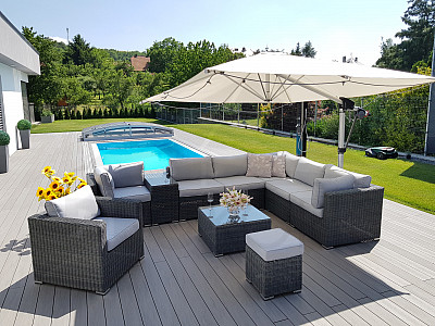 Rattan variable set SEVILLA for 8 people (anthracite)