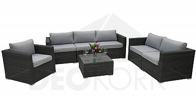 Rattan variable set SEVILLA for 6 people (anthracite)