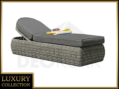 Adjustable rattan deckchair incl. padding 198 x 68 cm BORNEO LUXURY (grey)