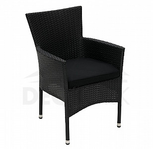 Rattan stackable armchair PALERMO with cushion (black)