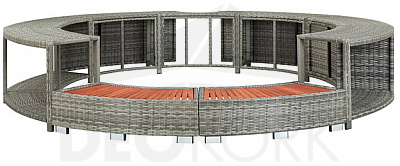Furniture set for mobile circular hot tub (gray artificial polyrattan)