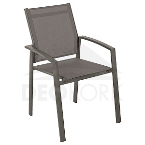 Aluminum armchair with fabric BERGAMO (grey-brown)