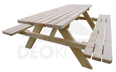 Solid wooden beer set with folding benches 180 cm