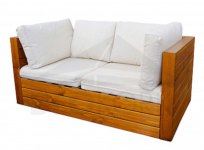 Massive bench 2-seater CUBE incl. padding