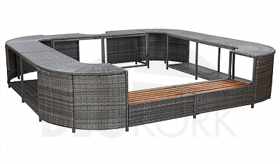Set of furniture for the angular mobile hot tub (gray artificial polyrattan)