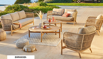 Luxury ZARAGOZA acacia set for 7 people
