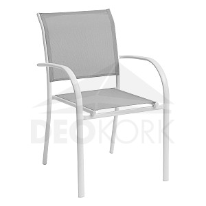 Aluminum armchair with fabric VALENCIA (white)