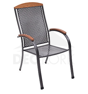 Metal armchair with wooden armrests PROVENCE