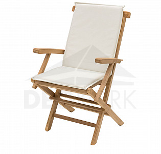 Garden folding chair with cushion IVORY (teak)