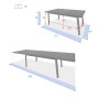 Aluminum table ALORA 170/264x101 cm (grey-brown)