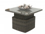 Rattan extendable dining/storage table 100 x 100 cm BORNEO LUXURY (grey)