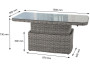 Rattan extendable dining/storage table 150 x 80 cm BORNEO LUXURY (grey)