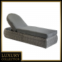 Adjustable rattan deckchair incl. padding 198 x 68 cm BORNEO LUXURY (grey)