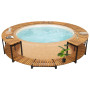 Furniture set for a mobile circular hot tub (solid tropical acacia wood)
